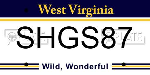 SHGS87 West Virginia License Plate