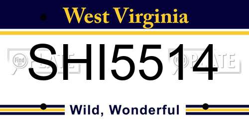 SHI5514 West Virginia License Plate