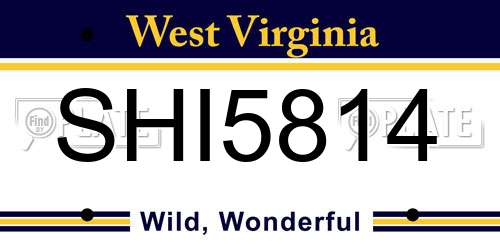 SHI5814 West Virginia License Plate