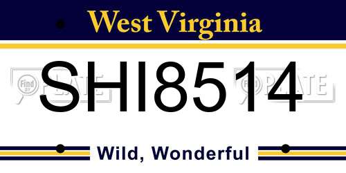 SHI8514 West Virginia License Plate