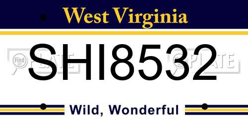 SHI8532 West Virginia License Plate