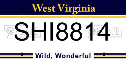SHI8814 West Virginia License Plate