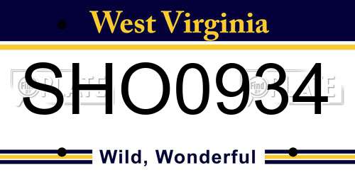SHO0934 West Virginia License Plate