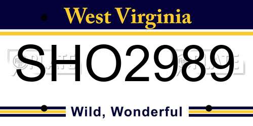 SHO2989 West Virginia License Plate