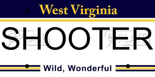 SHOOTER West Virginia License Plate