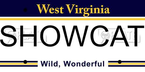 SHOWCAT West Virginia License Plate