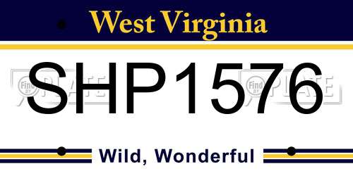 SHP1576 West Virginia License Plate