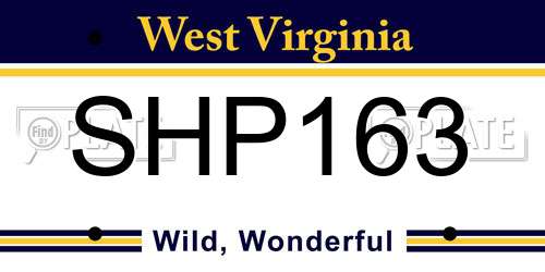 SHP163 West Virginia License Plate