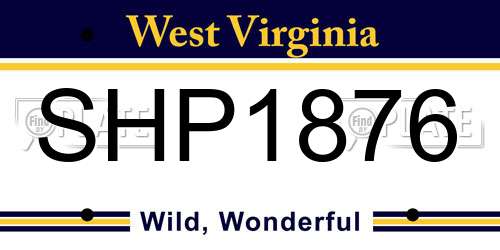 SHP1876 West Virginia License Plate