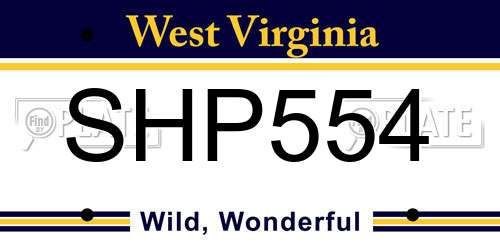 SHP554 West Virginia License Plate