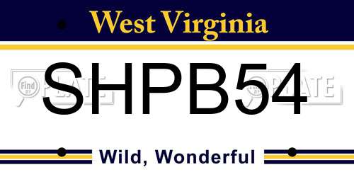 SHPB54 West Virginia License Plate