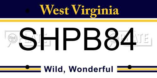 SHPB84 West Virginia License Plate
