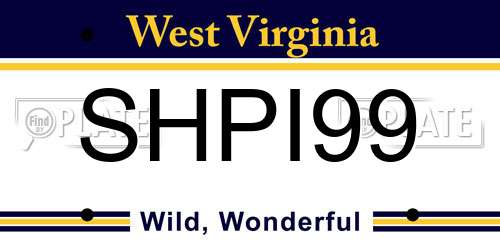 SHPI99 West Virginia License Plate