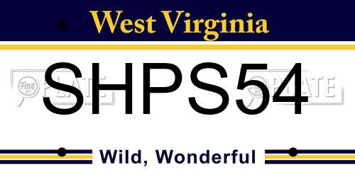 SHPS54 West Virginia License Plate