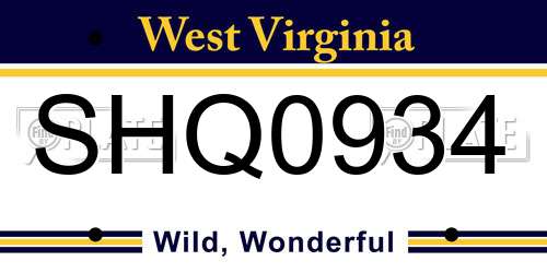 SHQ0934 West Virginia License Plate