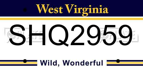 SHQ2959 West Virginia License Plate