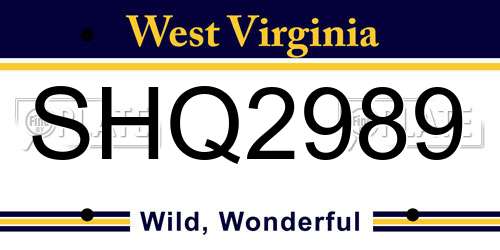 SHQ2989 West Virginia License Plate