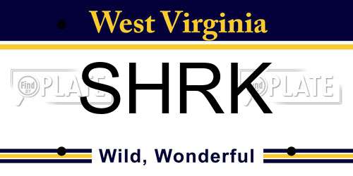 SHRK West Virginia License Plate