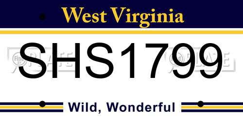 SHS1799 West Virginia License Plate