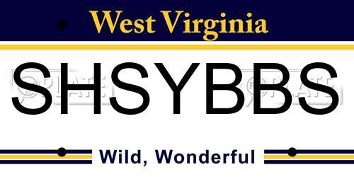 SHSYBBS West Virginia License Plate