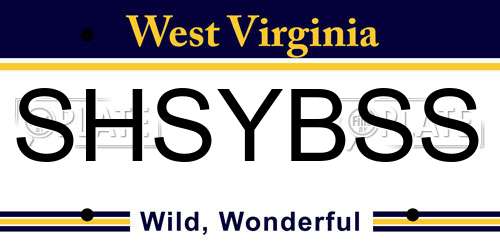 SHSYBSS West Virginia License Plate