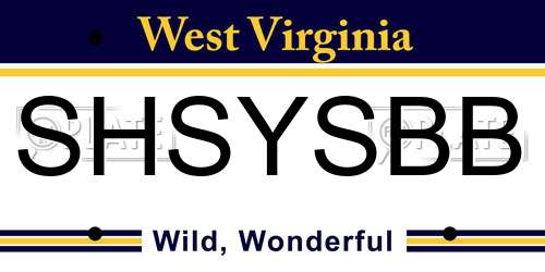 SHSYSBB West Virginia License Plate