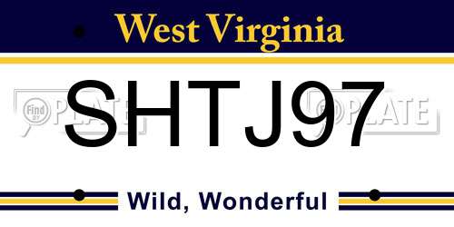 SHTJ97 West Virginia License Plate
