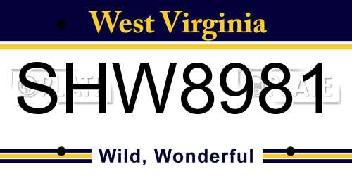 SHW8981 West Virginia License Plate