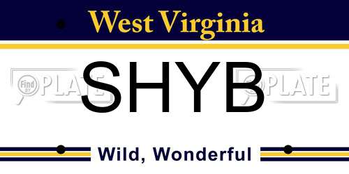 SHYB West Virginia License Plate