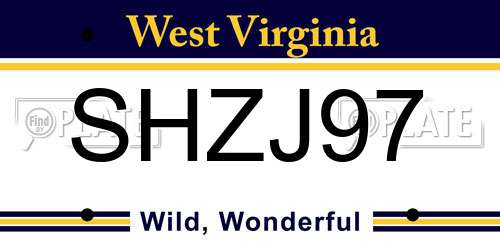 SHZJ97 West Virginia License Plate