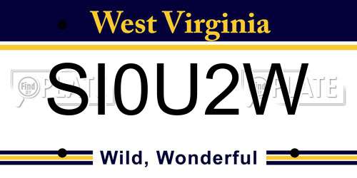 SI0U2W West Virginia License Plate