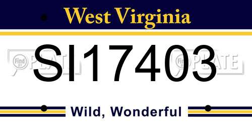 SI17403 West Virginia License Plate