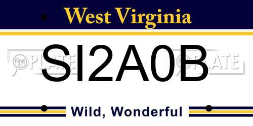 SI2A0B West Virginia License Plate