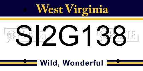 SI2G138 West Virginia License Plate