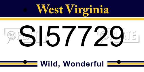 SI57729 West Virginia License Plate