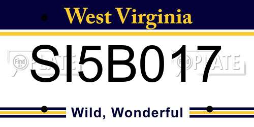 SI5B017 West Virginia License Plate