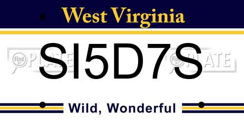 SI5D7S West Virginia License Plate