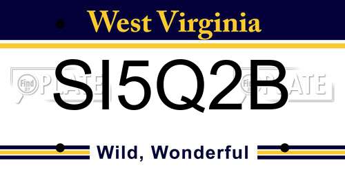 SI5Q2B West Virginia License Plate