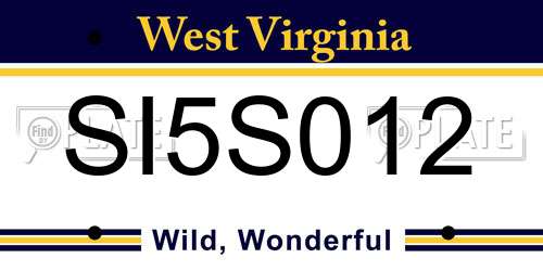 SI5S012 West Virginia License Plate