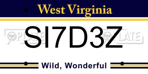 SI7D3Z West Virginia License Plate