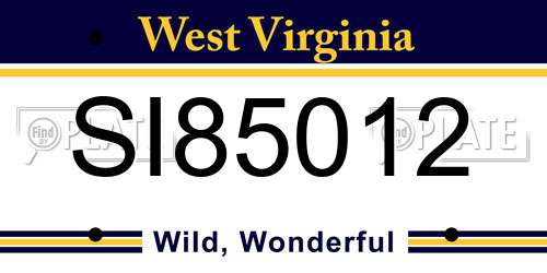 SI85012 West Virginia License Plate