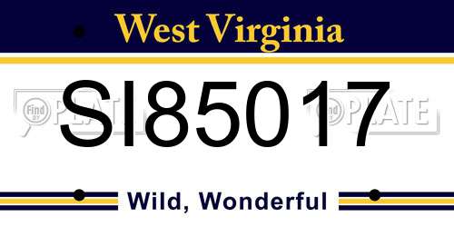 SI85017 West Virginia License Plate