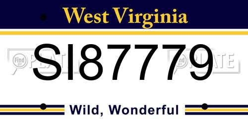 SI87779 West Virginia License Plate