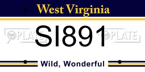 SI891 West Virginia License Plate
