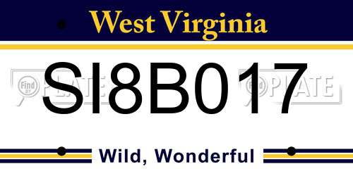 SI8B017 West Virginia License Plate