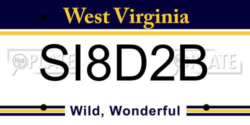 SI8D2B West Virginia License Plate