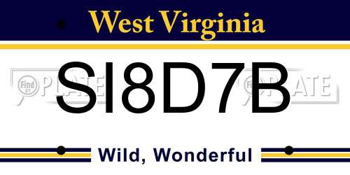 SI8D7B West Virginia License Plate