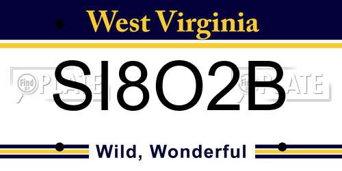 SI8O2B West Virginia License Plate