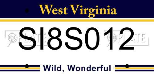 SI8S012 West Virginia License Plate