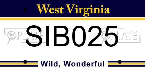 SIB025 West Virginia License Plate